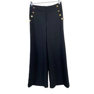 New York & Company Black Wide-Leg Trousers with Gold Buttons